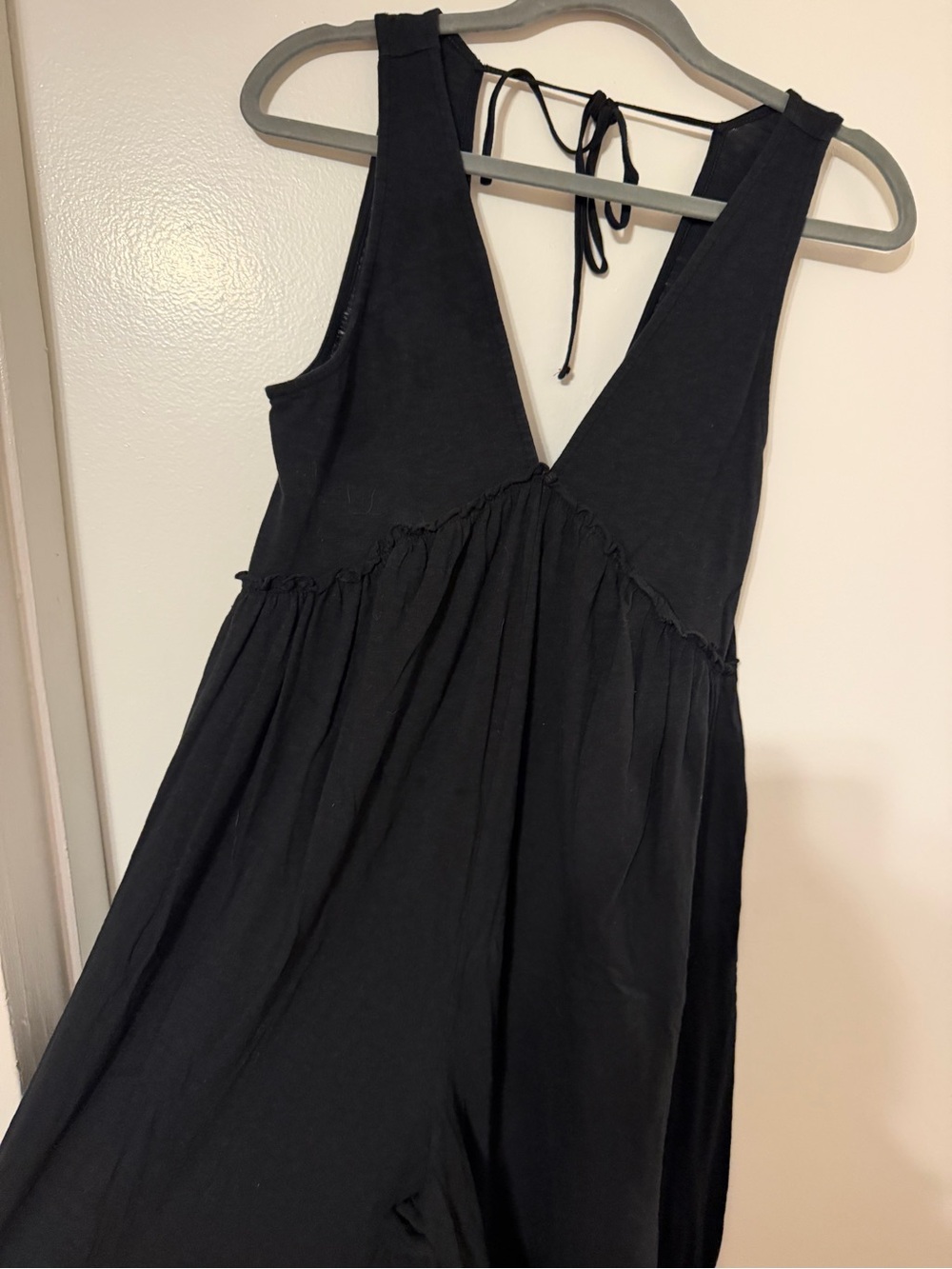 American Eagle Outfitters Black Backless V-Neck Maxi Dress